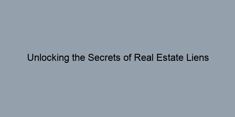Unlocking the Secrets of Real Estate Liens Through Public Records Unlocking the Secrets of Real Estate Liens Through Public Records