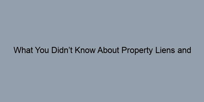 What You Didn’t Know About Property Liens and Their Impact on Your Report What You Didn’t Know About Property Liens and Their Impact on Your Report